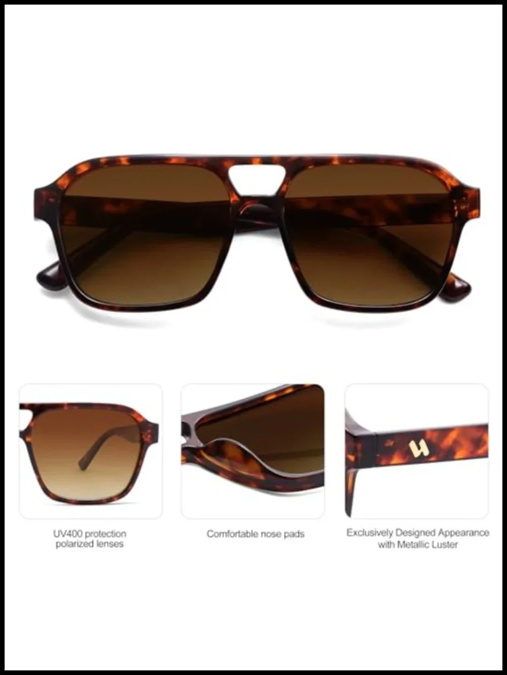 Retro Square Aviator Sunglasses Polarized UV Protection Oversized Unisex